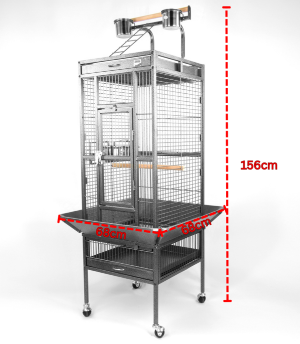 Aviary Bird Cage 9 - 68x68x156 - Silver/Black - Image 2