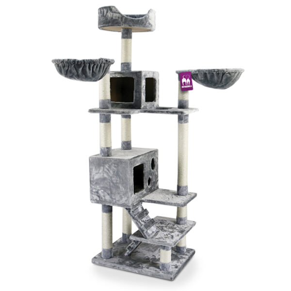 PETREBELS Cleveland 175 Multi-Level Cat Tree with Soft Plush Covering – 60 x 60 x 175 cm | Petrebels | Tall Plush Cat Tree for Small Cats - Image 2