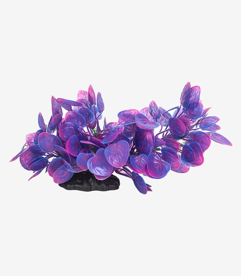 Purple Petals aquarium ornament, a vibrant cluster of two-tone purple leaves with round, petal-like tips.