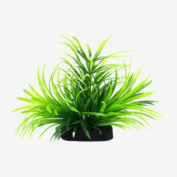 Green Fern aquarium ornament, a realistic cluster of long, thin fronds on a small dark base.