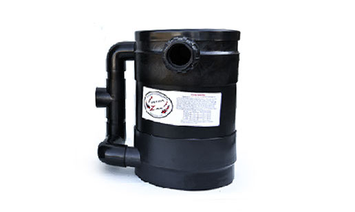 UltraZap Gravity Filter 15 Litre black biofilter canister with large handle/inlet-outlet plumbing.