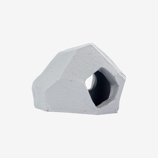 Animated Rock aquarium decoration, a small gray stone with a geometric shape and a single hideaway hole.