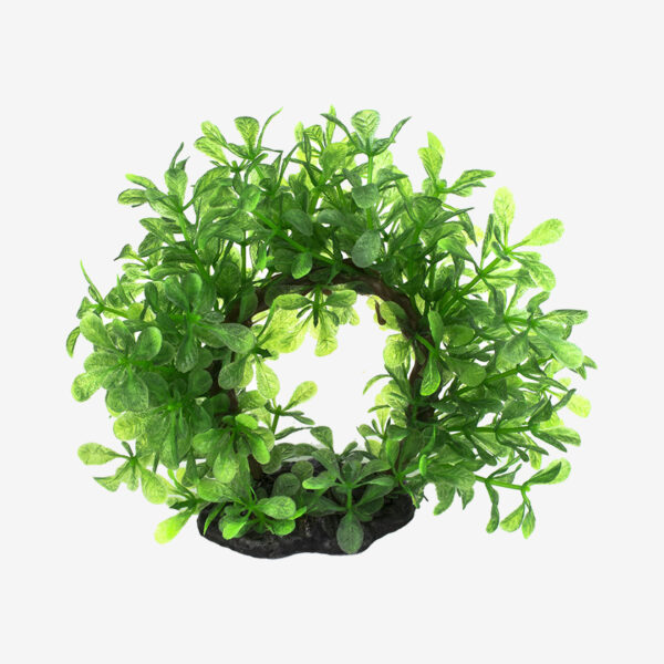 Ring of Greenery aquarium ornament, a circular plant decoration with vibrant green leaves arranged in a ring.