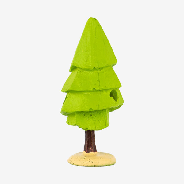 Animated Tree Large aquarium ornament, a stylized tree with a layered conical canopy in bright green and a brown trunk.