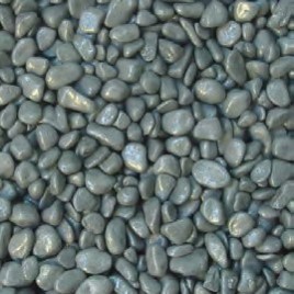 Oceanmax Volcanic Grey Fish Tank Substrate Stones, a close-up image showing a large quantity of small, smooth, highly polished artificial gravel (3-5mm stones) in a uniform, deep volcanic grey color, suitable for aquarium decoration.