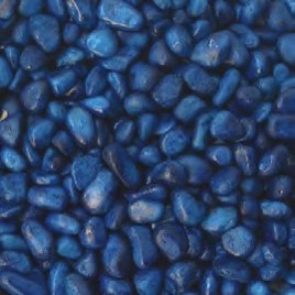 Oceanmax Dark Blue Gravel Fish Tank Substrate Stones, a close-up image showing a large quantity of smooth, deep, highly polished dark blue artificial gravel (3-5mm stones), suitable for aquarium decoration.