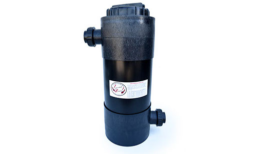 UltraZap Pond Biological Filter 25 Litre, a large, black, cylindrical canister biofilter designed for heavily stocked or large ponds.